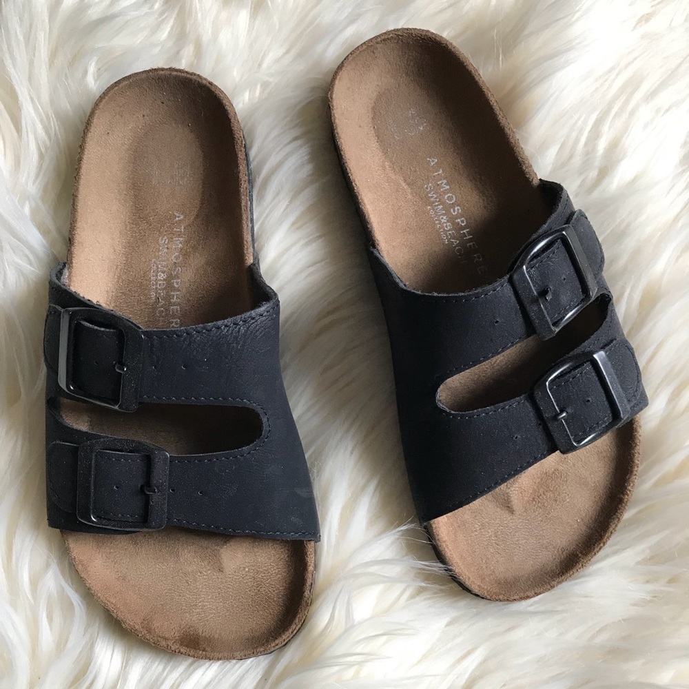 Black Birkenstock style footbed sandals
